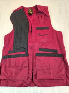 BROWNING Full-Zip Cotton Blend Red Shotgun Shooting Vest Men's Size Medium - Picture 1 of 9