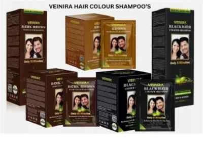 Veinira Hair Color Shampoo – Black / Dark Brown / Brown – Easy 5 Min Dye