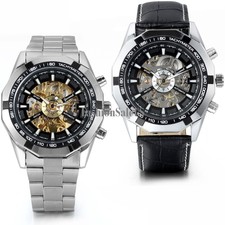 Skeleton Dial Aço Inoxidável Masculino Relógio Mecânico Automático Relógio De Pulso Presente