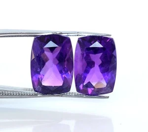 Natural Amethyst Cushion Cut Pair 14x10 mm 13.42 CTS African Loose Gemstones - Picture 1 of 7