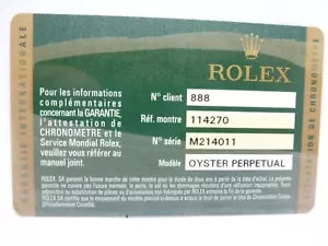 ROLEX Guarantee 114270 Rolex Warranty Card booklet Oktober 2008 - Picture 1 of 2
