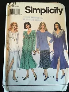 Pattern Simplicity 8601, misses’ skirt and top, retro 90s, long sleeve - Picture 1 of 2