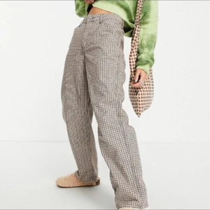 ASOS DESIGN Petite Slouchy Chino Pant Size 6 Brown Check - Picture 1 of 5