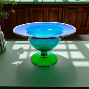 Orrefors blau grün Bonboniere Schale Kunstglas von Erika Lagerbielke Schweden - Bild 1 von 8
