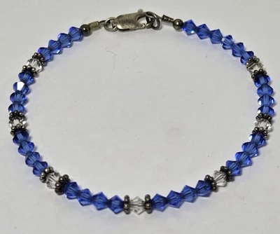 Brazalete de ley brillante de zafiro cristal azul clásico marca 925 astilla para mujer  Foto 1 de 4