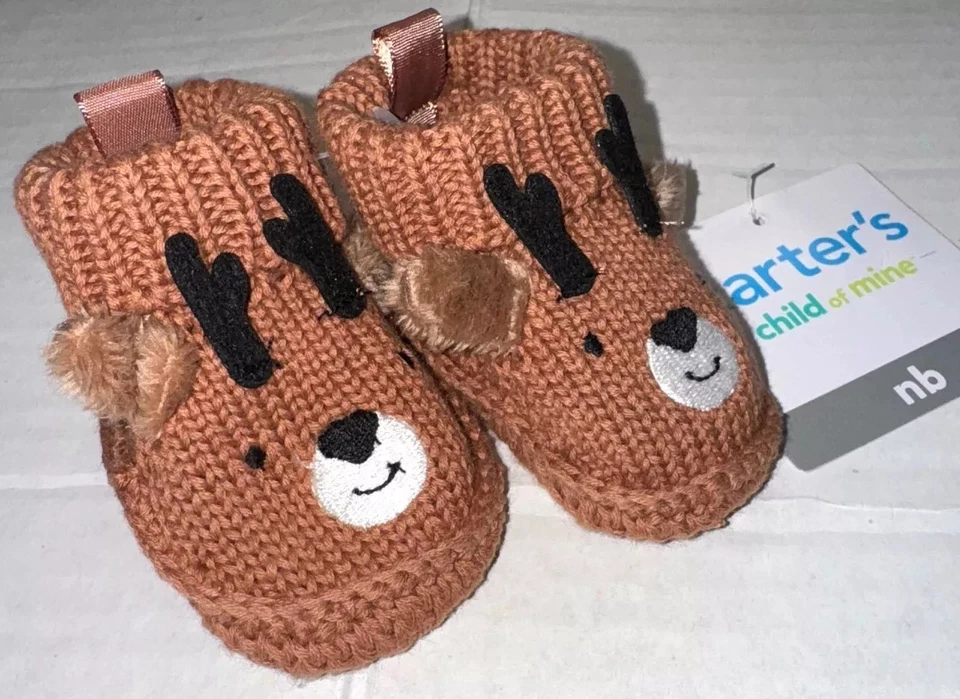 CARTERS Child of Mine Botines Punto Marrón RIENDEER Motivo Talla NEWBORN Foto 1 de 1