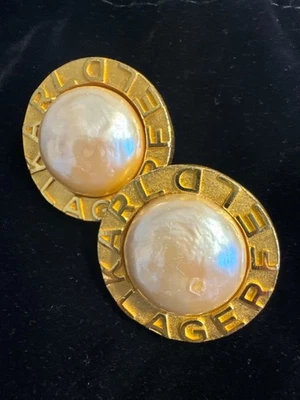 clip on pearl earrings designer jewelry by Karl Lagerfeld - Image 1 of 4