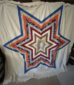 Edredón estrella solitaria vintage años 50 cosido a mano hecho a mano - Imagen 1 de 22