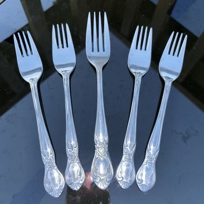 Винтажные японские столовые приборы Hull Lady Dauphine из нержавеющей стали 1 вилка 4 вилки для салата - Изображение 1 из 4