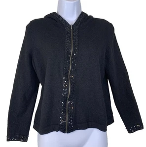 Sarah Spencer Women's XL 100% Merino Wool Sweater Zip Hoodie VTG Y2K Whimsygoth - Picture 1 of 9