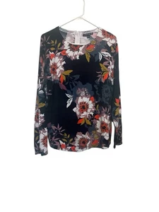 Blusa Suéter Ligera Top Floral Boho Cremallera Trasera HERMOSA Talla Mediana Cable y Calibre - Imagen 1 de 3