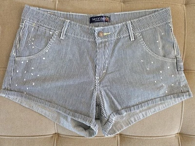 Pantalones cortos a rayas Levi's para mujer talla 13 azul blanco Foto 1 de 4