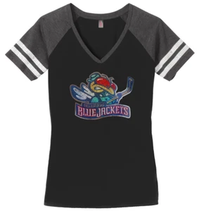 Women's Columbus Blue Jackets Ladies Bling T-Shirt V-neck Shirt Tee Sparkle - Picture 1 of 2