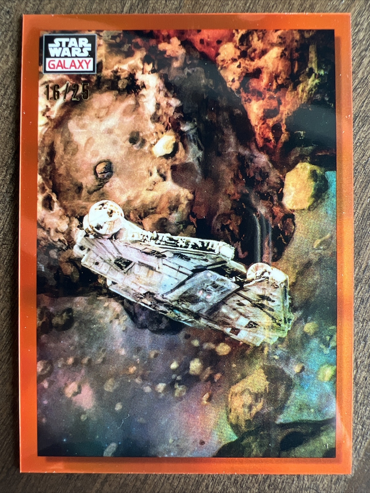 2023 Star Wars Galaxy Chrome Orange Refractor 16/25 #83 Planetesimals Millennium