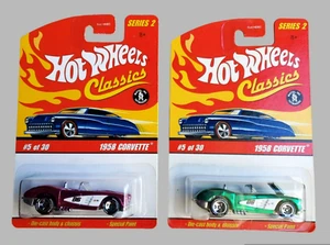 Hot Wheels 1958 Corvette Green & Pink Classics Series 2 1:64 #J2761 lote 2X - Imagen 1 de 15