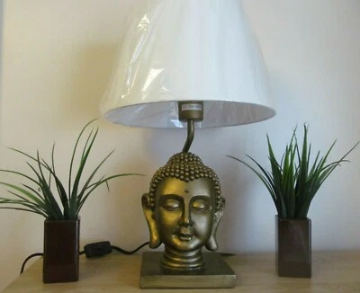 NEUF lampe de table de bureau vintage style antique chinoise bronze couleur bouddhisme sculpture - Photo 1/4