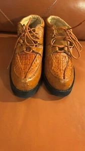 EL GENERAL Exotic Shoes- Ostrich & Caiman Cognac size 10......NEW,IOB - Picture 1 of 11
