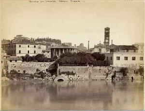 Rome Temple of Vesta from Tiber Large vintage albumen photo 1870c Roma - Foto 1 di 1
