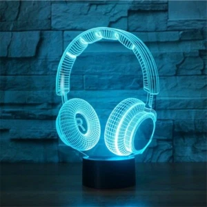 Headphone music Decor Light 3d Lamp Kids Night Light Gift Led Touch Sensor Color - Picture 1 of 8