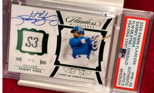 * #/5 EMERALD * ON-CARD AUTO PATCH Sammy Sosa 2020 Panini Flawless Milestones PS