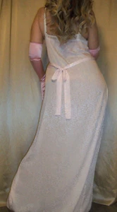 Vtg Dior Pink Lace Long Satin Nightgown M L Bust 36 38 - Picture 1 of 5