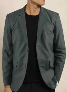 Men's NEW Arrival Business Coat Lambskin 100% Leather Blazer TWO BUTTON Western - Picture 1 of 5
