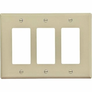 Cooper Wiring Unbreakable 3 Gang Wall Plate. Color is Ivory. Pack of Two! PJ263V - Picture 1 of 5