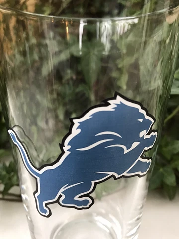 Detroit Lions NFL Pint 16 oz Beer Glass Heavy 5 3/4" Cover
