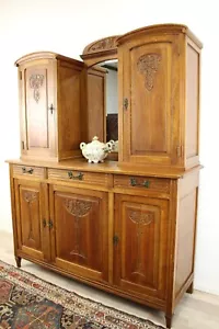 Jugendstil 1910 Vitrine Eiche Marmor Dielenschrank Frankreich Anrichte Buffet - Bild 1 von 21