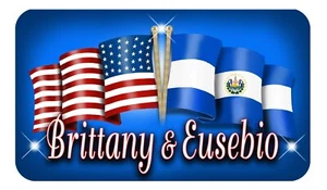 USA El Salvador Unity Flag Decal Bumper Sticker 3" x 6" Name Text Latino Blue - Picture 1 of 1