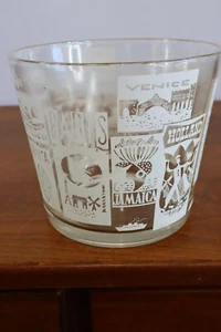 MCM Vintage anni 60 Ancoraggio Hocking VIAGGI NEL MONDO Vetro Secchiello Ghiaccio Barware Midcentury - Foto 1 di 8