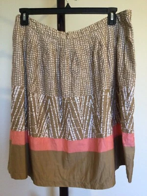 Mujer GEORGE 100% Algodón Marrón Lunares Hasta la Rodilla Plisado Acampanado Falda Talla 18 Foto 1 de 4