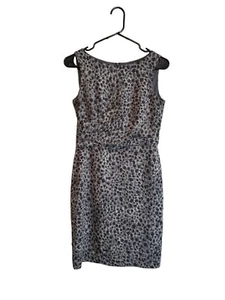 Ann Taylor Petites Kleid Damen 2P grau/schwarz Leopardenmuster ärmellos A-Linie - Bild 1 von 6