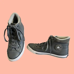 Converse Chuck Taylor Leder & Wildleder hohe Turnschuhe dunkelgrau Jugend Größe 5 - Bild 1 von 11