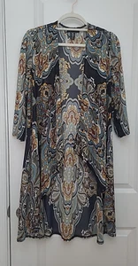 R&M Richards Women's Jacket Cardigan Sz 14 Open Front Paisley Sheer Lightweight - Picture 1 of 14