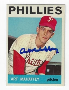 Autographed 1964 TOPPS #104 ART MAHAFFEY Philadelphia Phillies card w/ COA - Picture 1 of 1