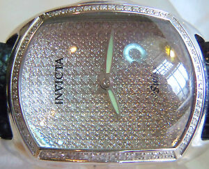 Invicta Women's Diamond Paved Black Ostrich Swiss Quartz Watch model #23351 Nice