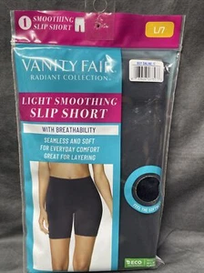 Vanity Fair Slip Short Radiant Collect. Light Smoothing Breathability L/7 Black - Picture 1 of 15