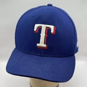 Texas Rangers Hat Cap New Era Fitted Sz 7 5/8 Blue Button 59FIFTY Pre Owned - Picture 1 of 15
