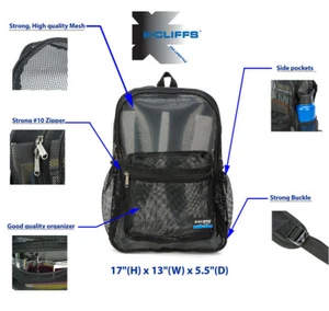 17.5" 100% Mesh Backpack,  Net Gym Bag, Daypack - Picture 1 of 35