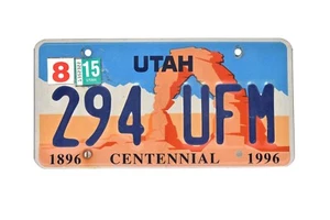 Utah License Plate Arch Centennial 294 UFM (Single Plate) - Picture 1 of 2