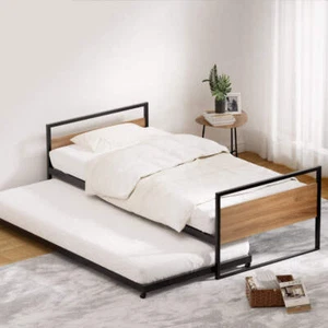 Artiss Bed Frame 2x Single Size Metal Trundle Daybed DEAN - Picture 1 of 7