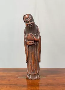 19th Century Carved Wood Deity Cao Guojiu - Picture 1 of 10