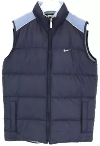 NIKE Gilet Bambino XL Con Zip Completa Imbottito Collo Alto Blu - Foto 1 di 18