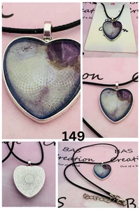 One of a kind Hand-Painted Fluid Art Heart Cabochon Necklace - Picture 1 of 6