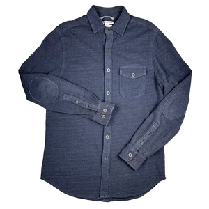 Carbon 2 Cobalt Herren M Ellenbogen Patch Baumwolle Piqué LS Strick Button Down Hemd - Bild 1 von 16