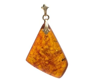 Vintage Baltic Amber Necklace Pendant With Gold Tone Bale AD 2" X 1-1/4" - Picture 1 of 12