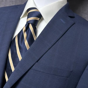 Van Heusen Sport Coat 40R Slim Blue Plaid Blazer Classic Business Flex Stretch - Picture 1 of 15