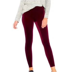 Spanx 3X burgundy leggings stretch tummy control high rise velvet goth dark red - Picture 1 of 11