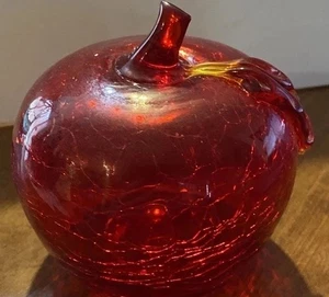 Mundgeblasenes ROTES Crackle Glas Apfel Blenko? - Bild 1 von 11